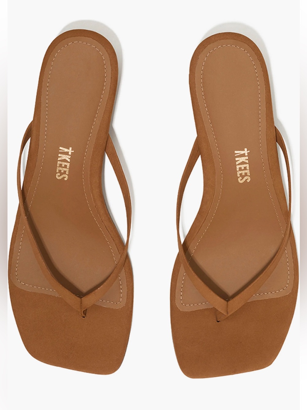 NEW TKEES Julia Kitten Heel Flip Flop in Camel Suede - Picture 4 of 11